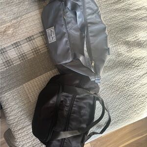 Gray and Black Duffel Bags with Front Pocket and extendable bottom - Unbranded